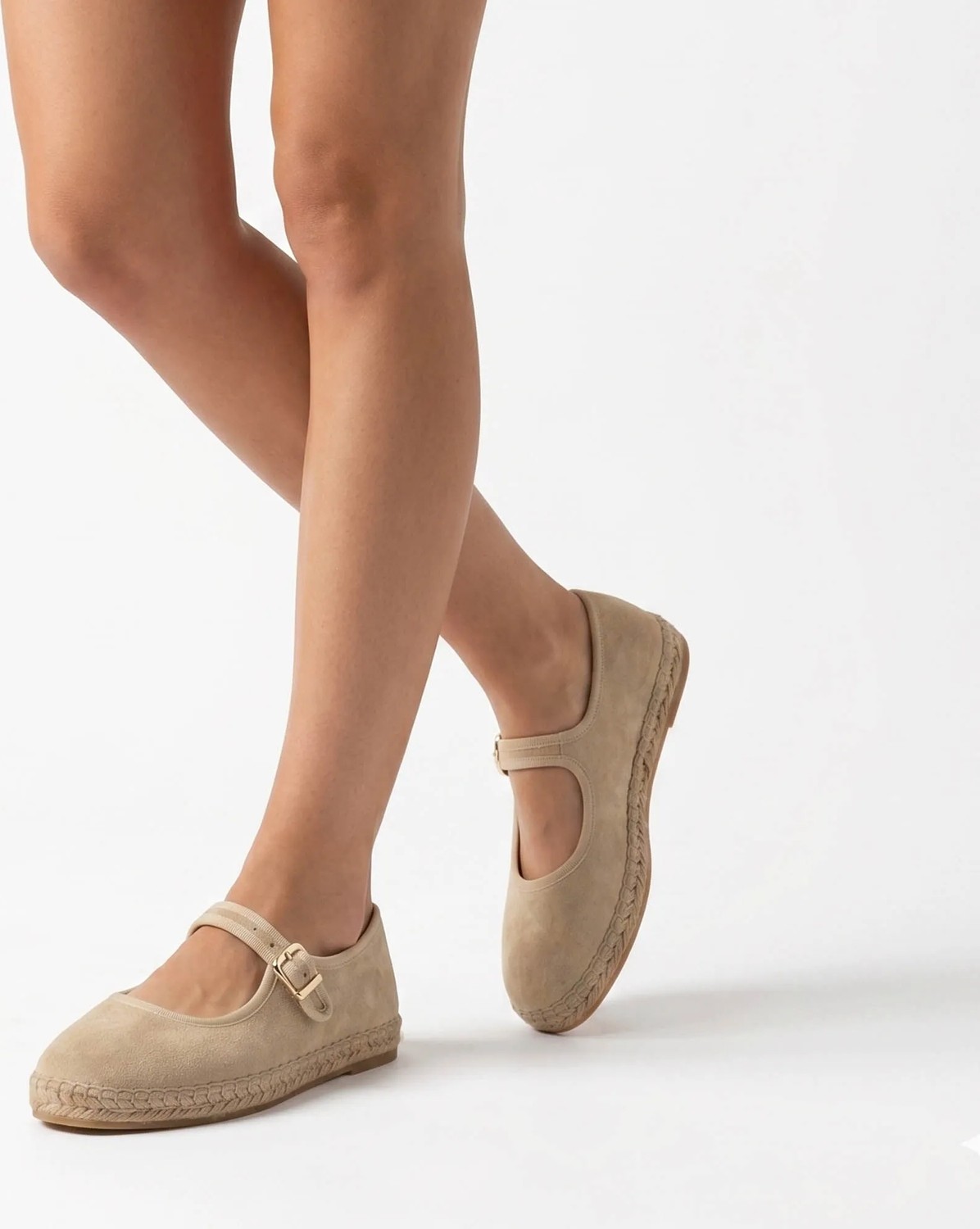 Siba Shoes Flat Süet Deri Bej Kadın Espadril görsel 7