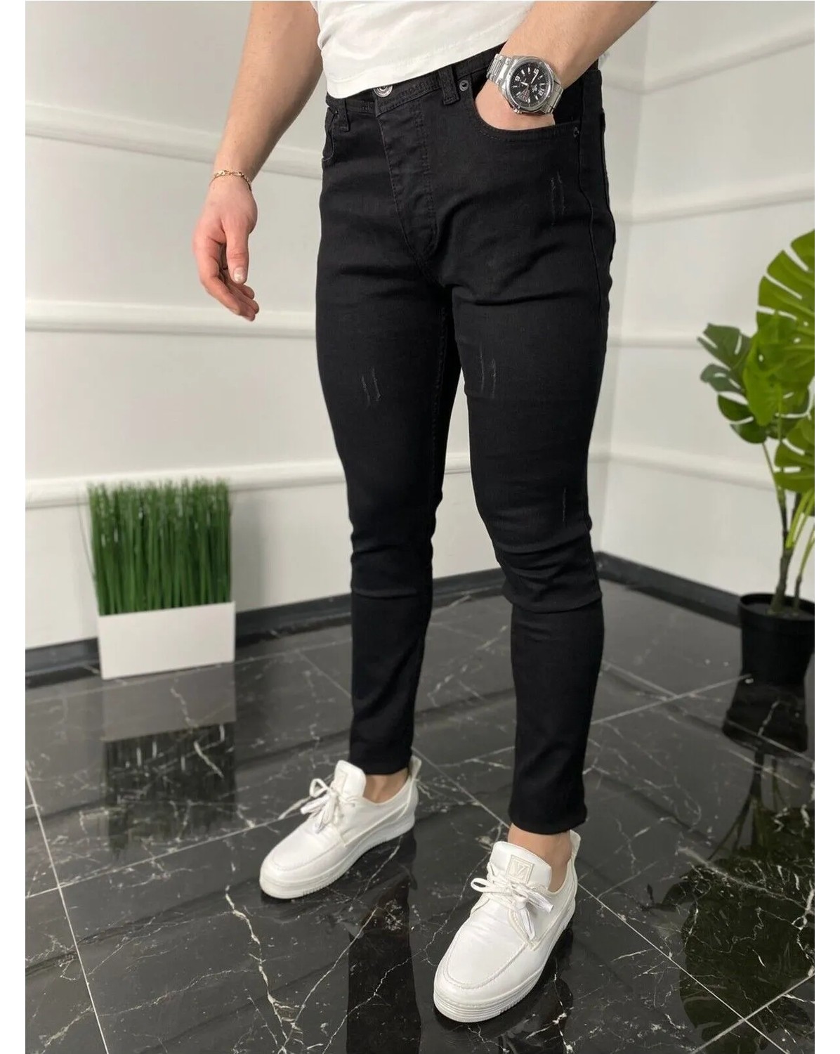 Moda Fine Erkek Mavi Denım Slimfit Likralı Jean Kot pantolon görsel 3