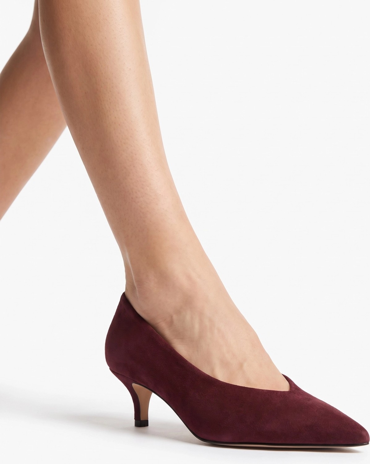 Tibu Lucia Bordo Süet Alçak Topuk Stiletto görsel 2