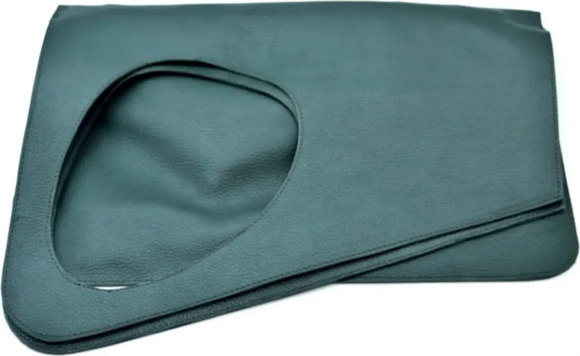 Veskemann Asimetrik Model Ördek Yeşili Hakiki Deri El Portföy Clutch görsel 3
