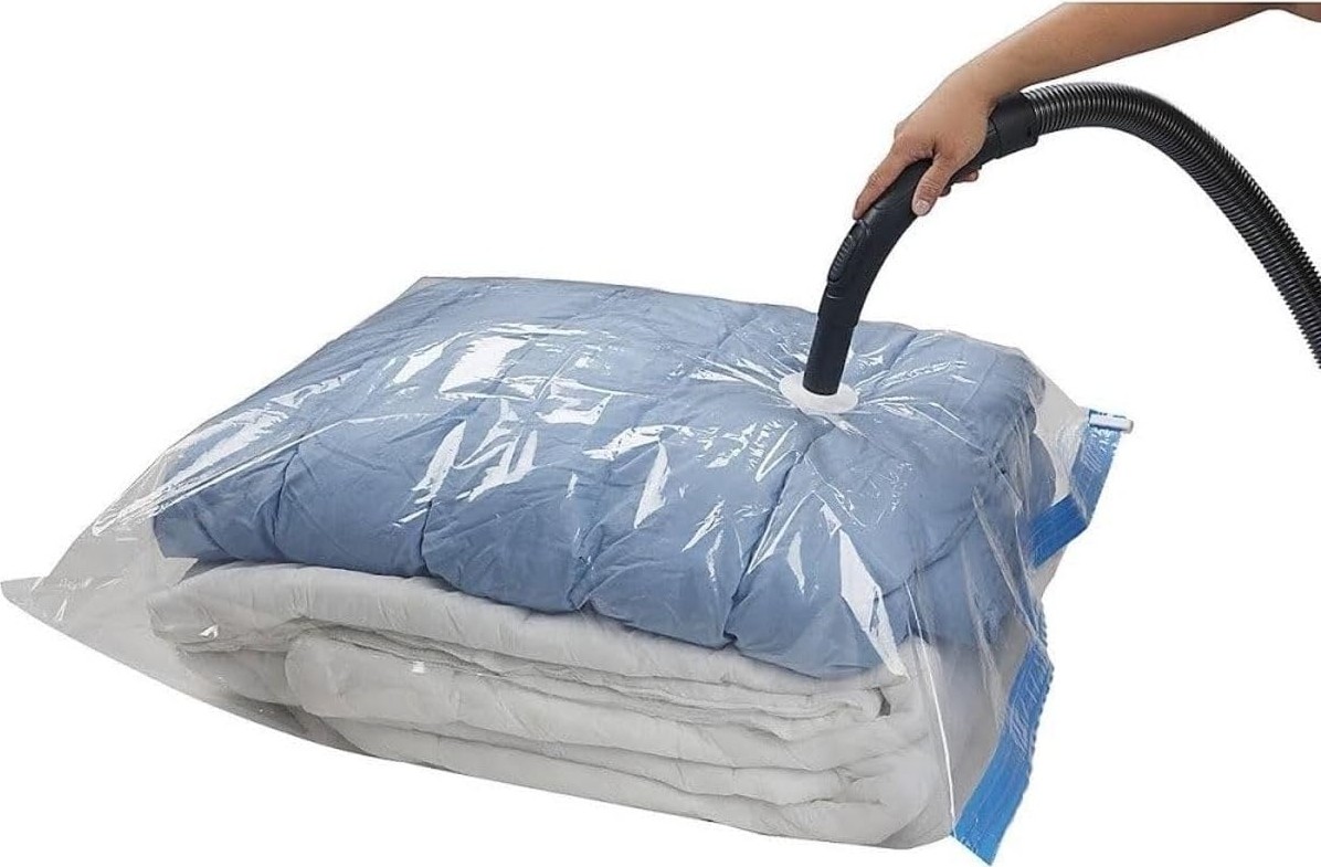 Özkaya Store Beyyine Home Yüksek Kaliteli Vakumlu Poşet(M)(2 Adet) 55 cm x 90 cm - Çevirmeli & Mavi Kapak - Vakumlu Hurç görsel 3