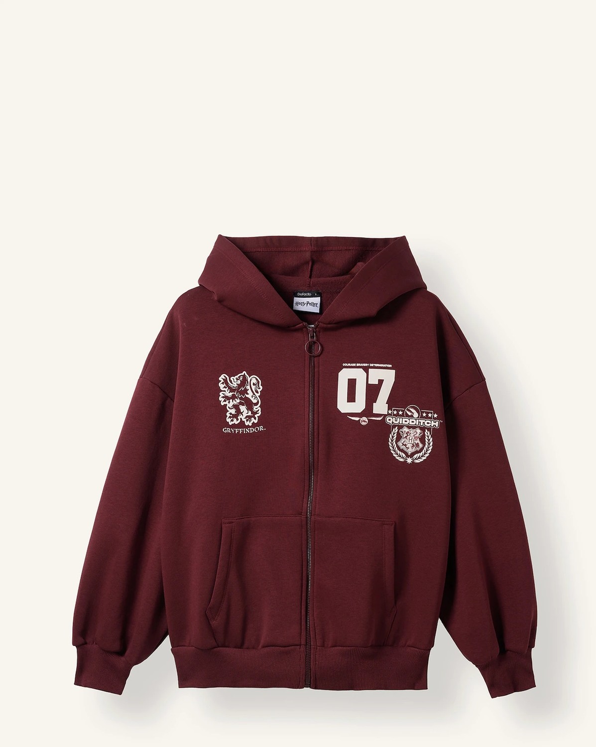 DeFacto Harry Potter Gryffindor Baskılı Kapüşonlu Oversize Fermuarlı Kalın Hırka Sweatshirt I3023AX26AU görsel 6