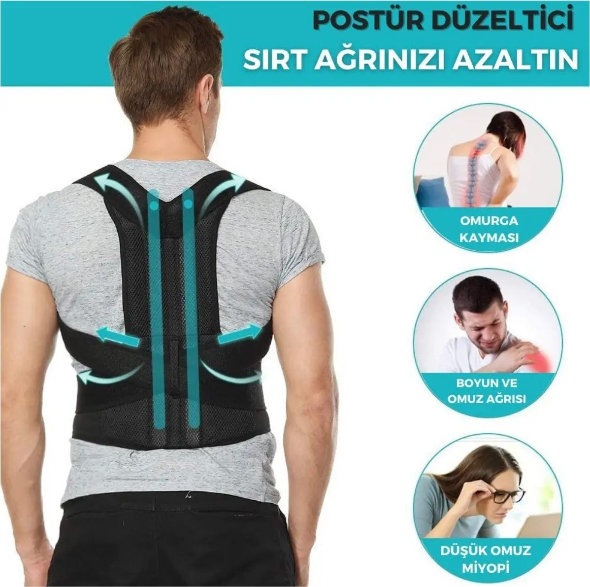 Empressco Balenli Ortopedik Dik Duruş Korsesi Kamburluk Önleyici Unisex Bel Sırt Medikal Dik Durus Korsesi görsel 2