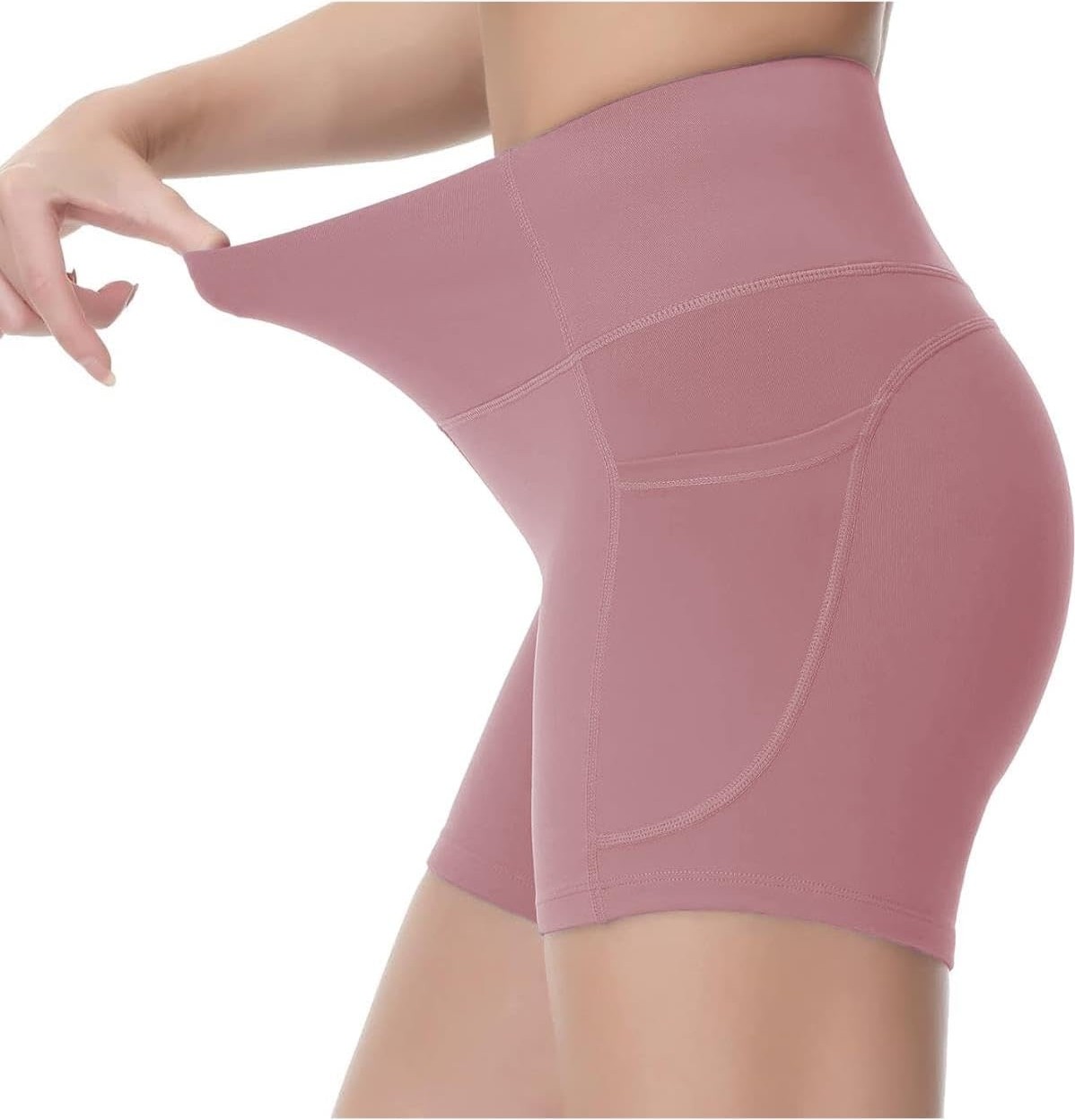 Kadın Toparlayıcı Yüksek Bel Cepli Egzersiz Fitnes Koşu Kısa Spor Tayt görsel 2