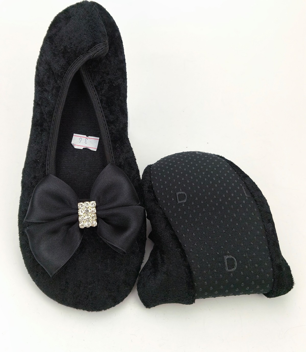 Ceyda Shoes Şık Kadife Ev,hac Tavaf Umre , Hediye, Günlük Babet, Panduf, Patik, Şık Kurdele Detaylı Gösteri Pisi Pisi görsel 6