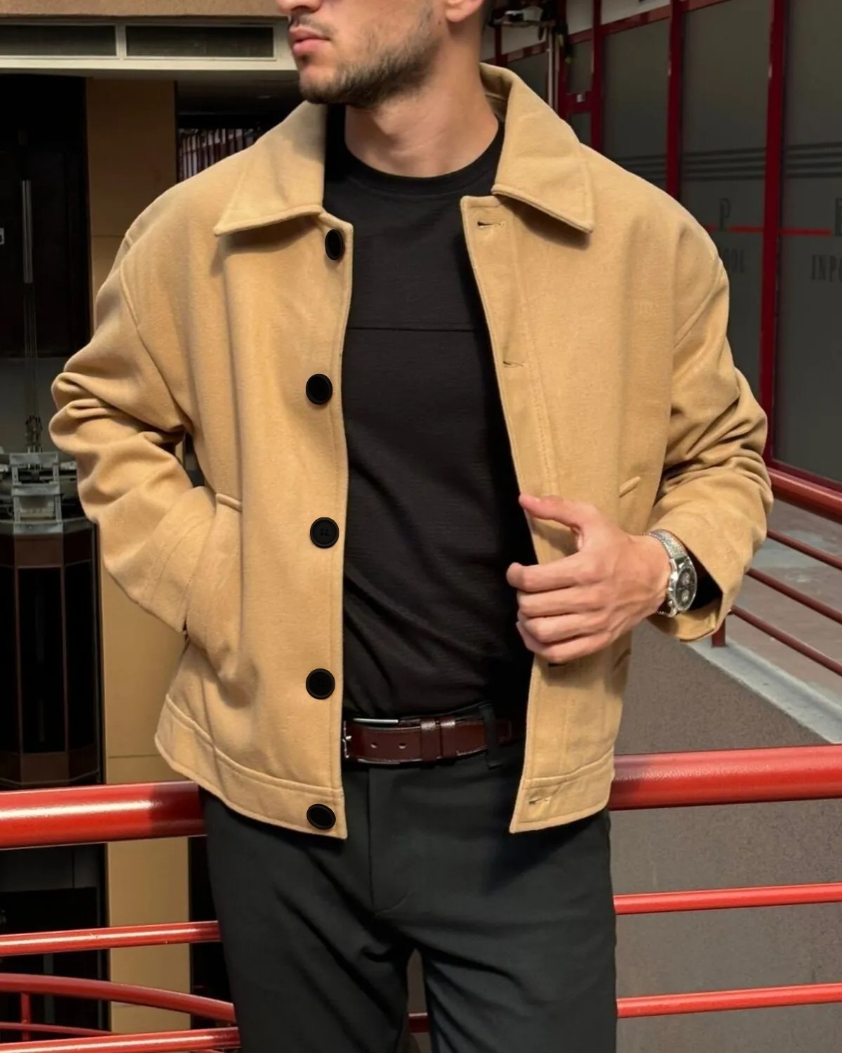 İnpool Gömlek Yaka, Oversize-Fit, Old Money Culture, Düğmeli, Kaşe Kumaş Ceket 24USEC05