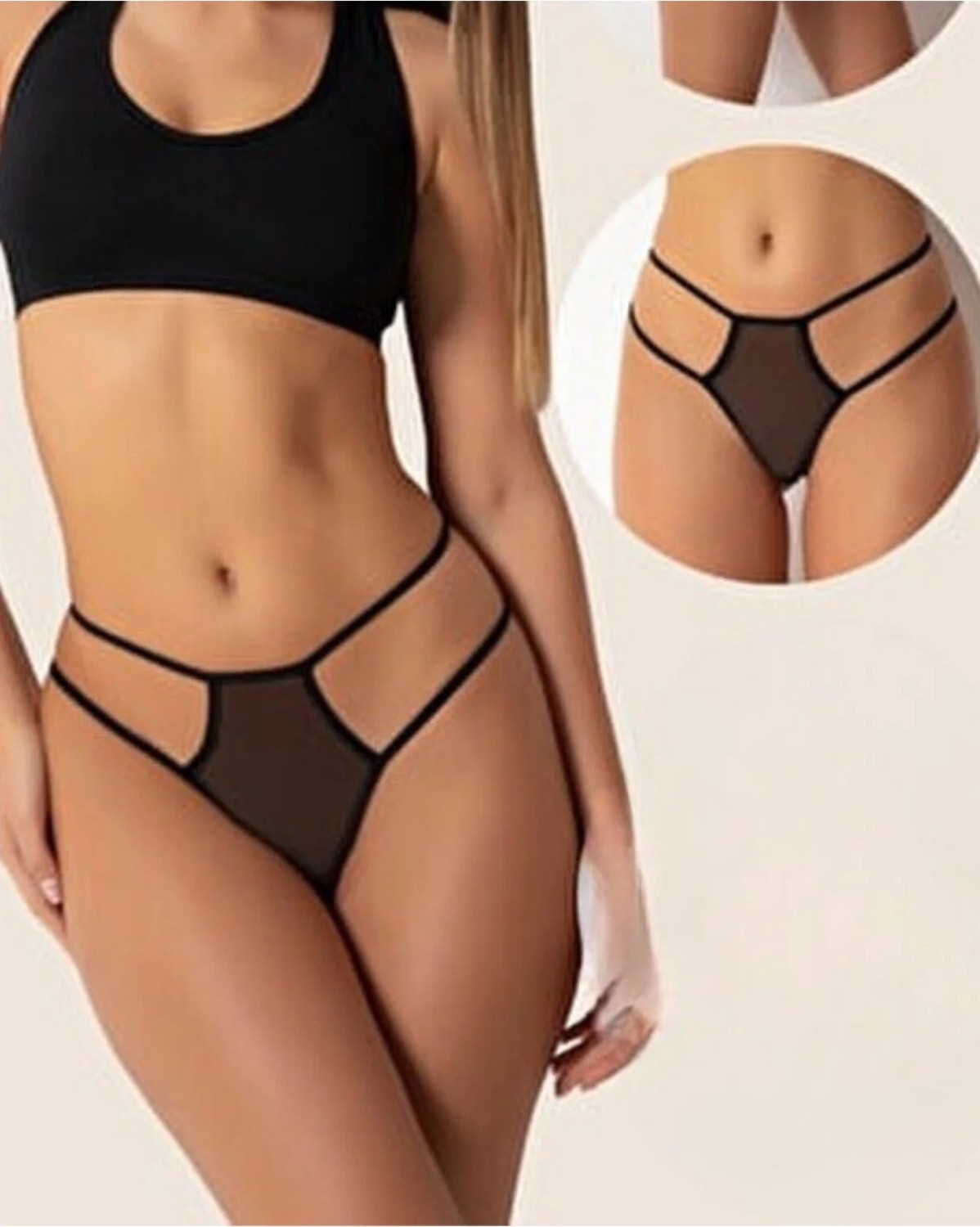 bebekokusu Tegan Büyük Beden Fantazi Siyah Seksi Tül Kadın String - Fantezi Tanga TG270036-B
