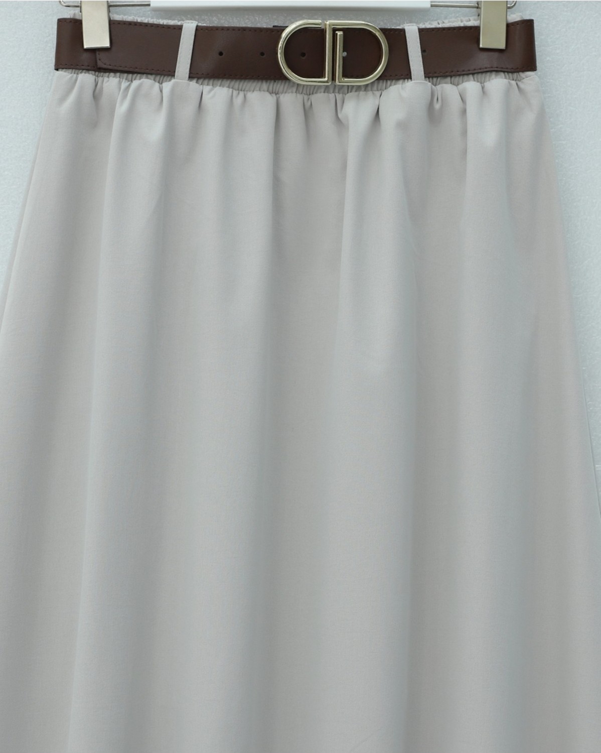 Moda Morfo Etek Ucu Dikiş Detaylı Beli Lastikli Astarlı İthal Soft Gabardin Etek -Bordo görsel 4