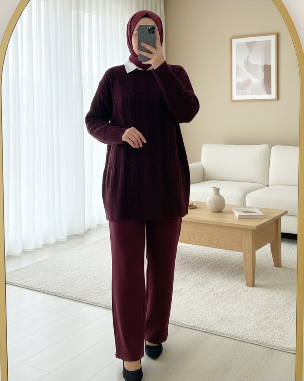 Moda Morfo Kabartma Desenli Yumoş Triko Kazak -Ekru