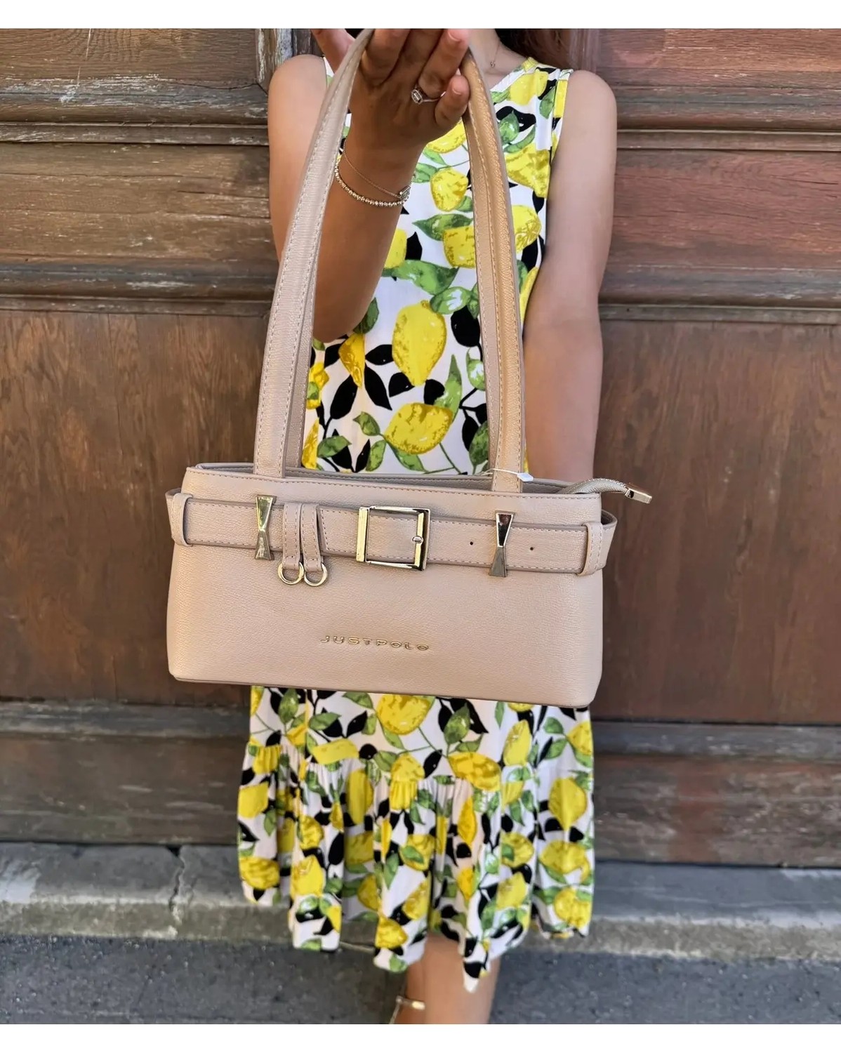 Just Polo Kadın Gold Aksesuarlı Kemer Detaylı Şık El Çantası Shopper Ebat : 14 x 30 cm görsel 2