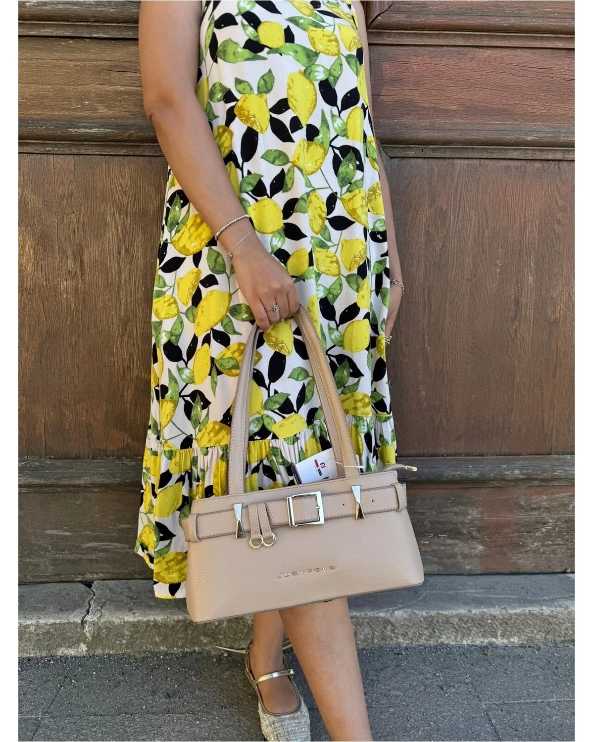 Just Polo Kadın Gold Aksesuarlı Kemer Detaylı Şık El Çantası Shopper Ebat : 14 x 30 cm görsel 3