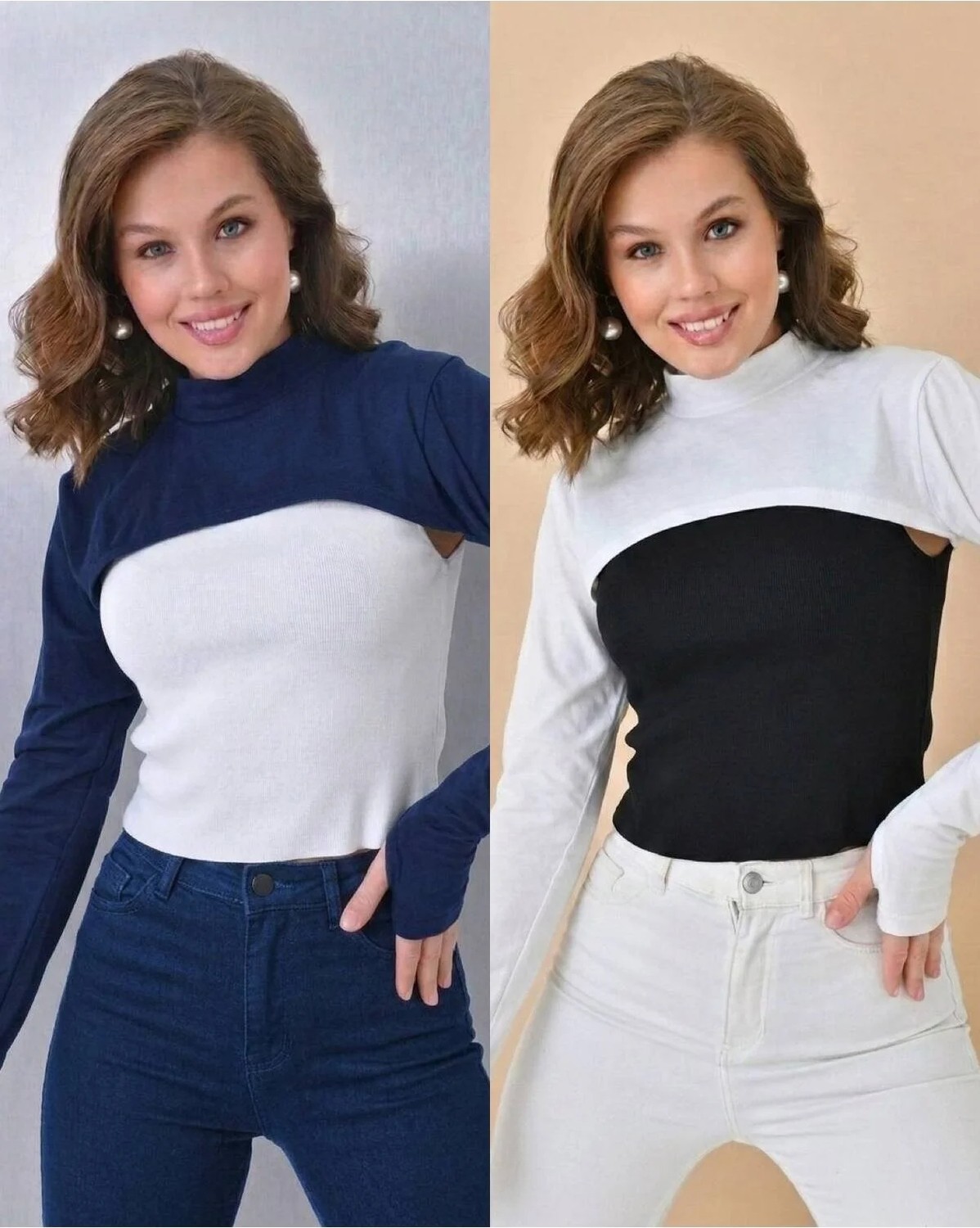 ALDAIYR 5 ADET Parmaklı Tesettür Boyunluk | Yakalı Uzun Kollu Kolluklu Body Bluz Bolero Rahat Tasarım görsel 6