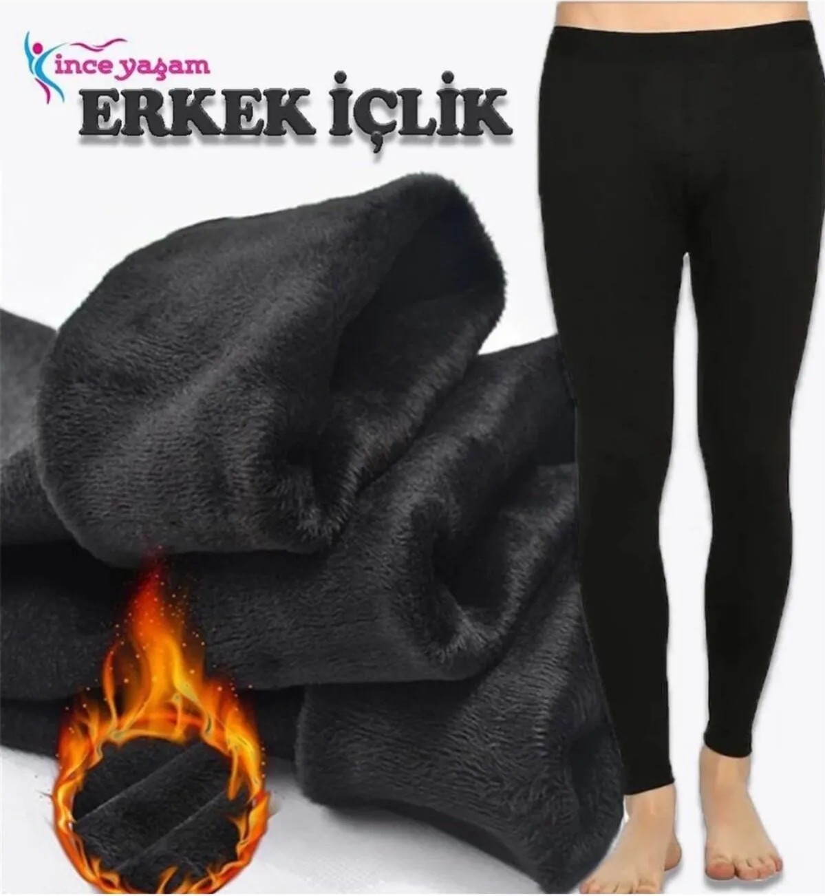 Erkek Peluş Tayt Büyük Beden Kürk Tayt Siyah Dokuma Kumaş Özellikli Rahat Kullanım görsel 3