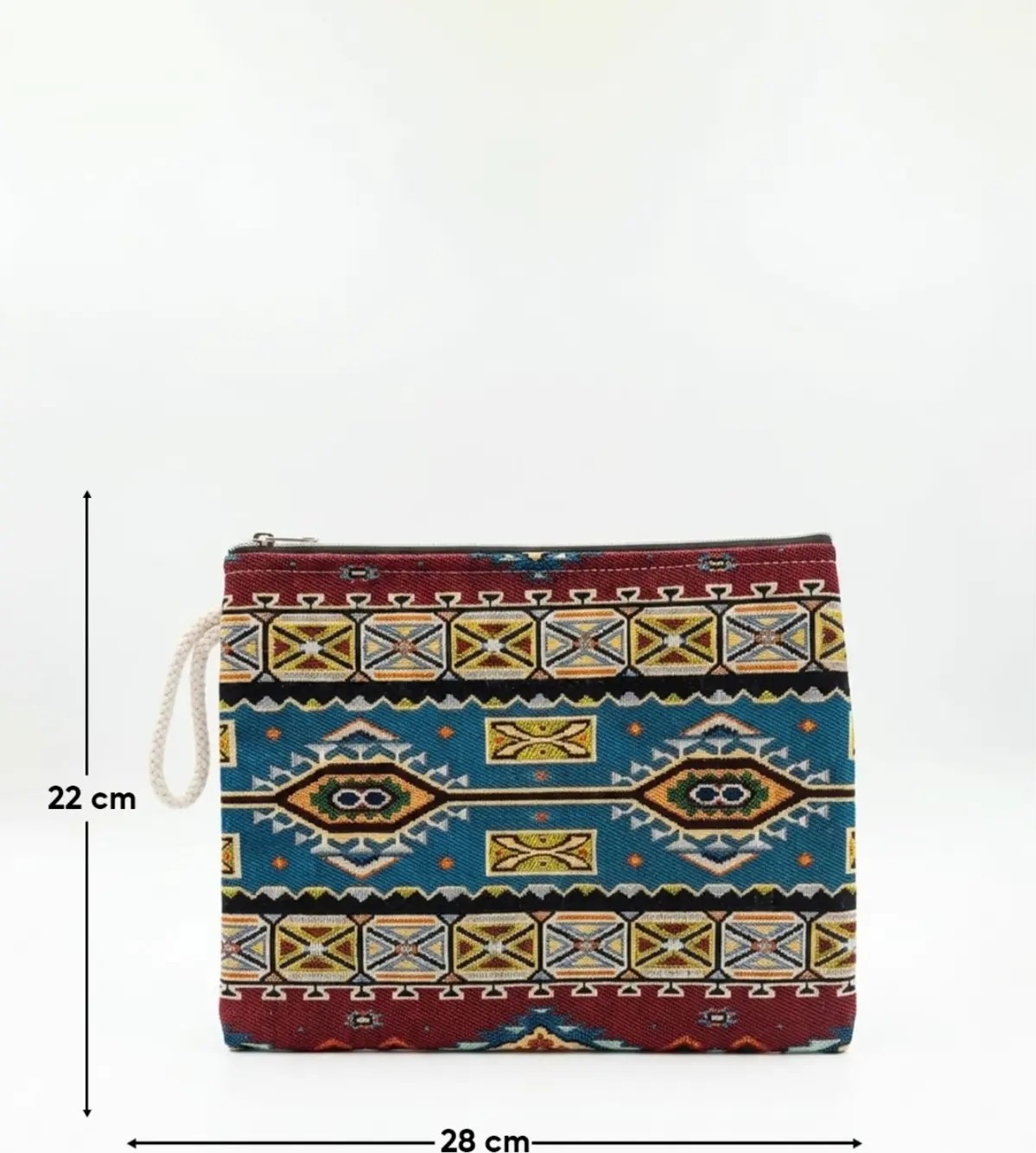 Belirtilmemiş Kilim Desenli Orta Boy Goblen Cüzdan, Şık ve Otantik El Çantası görsel 4