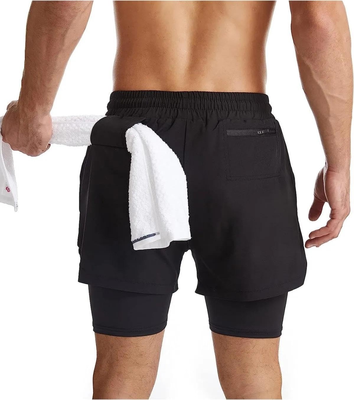 Die Grup Genıus Storeerkek Running Hızlı Kuruma Micropoly Antrenman Halısaha Fitness Kısa Taytlı Outdoor Şort (Siyah, S) görsel 3