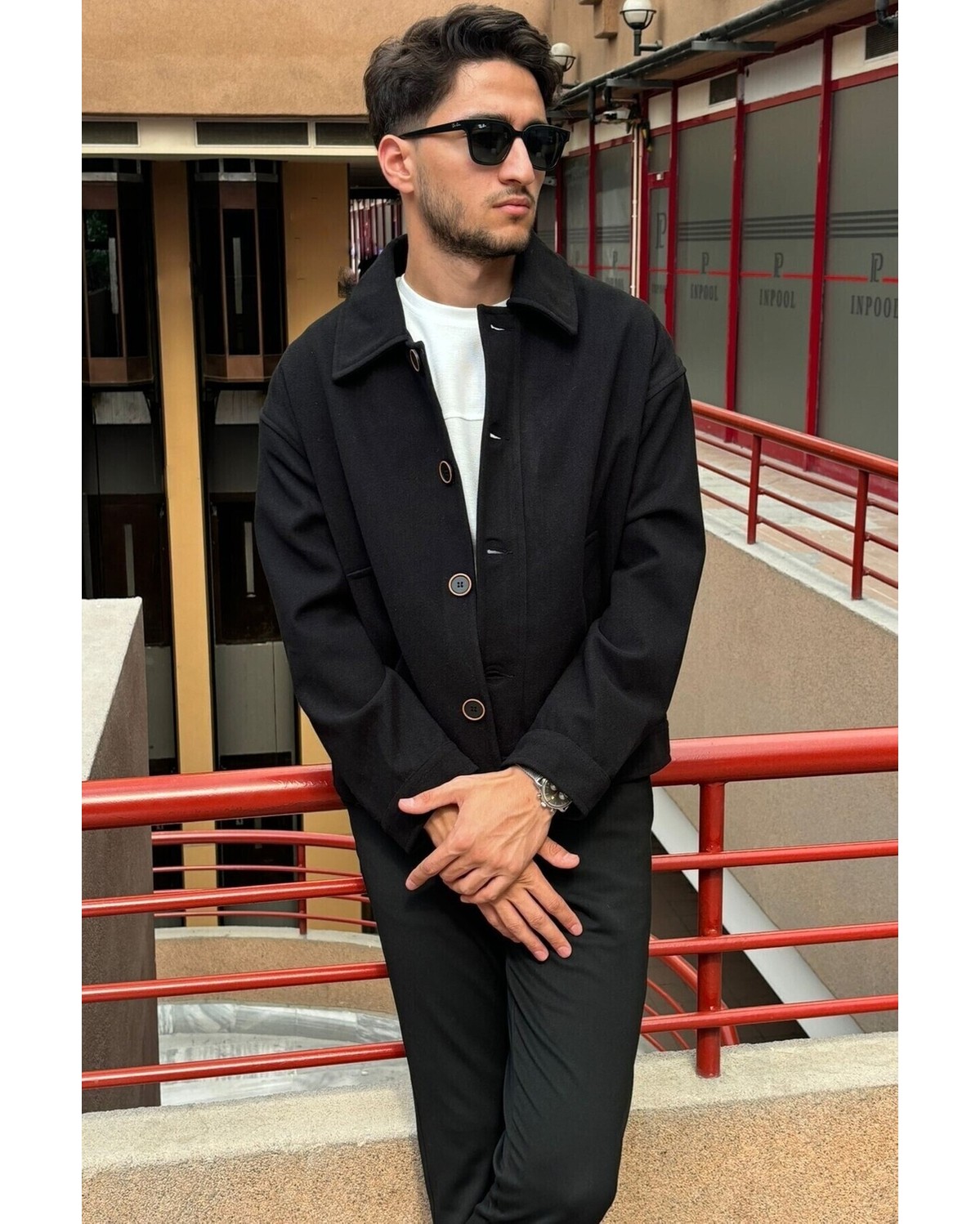 İnpool Gömlek Yaka, Oversize-Fit, Old Money Culture, Düğmeli, Kaşe Kumaş Ceket 24USEC05 görsel 5