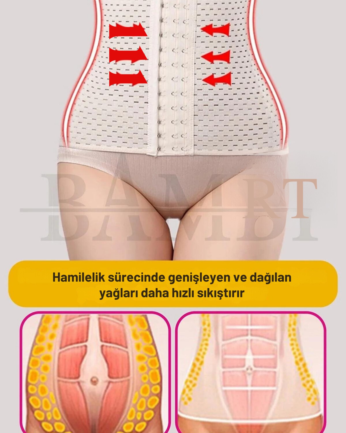 KORSEFABRİKA Trend Mood STORE 3 Kademe Agraf Kancalı, Bel Inceltici, Sıkılaştırıcı, Doğum Sonrası, Toparlayıcı Lohusa Korse görsel 4