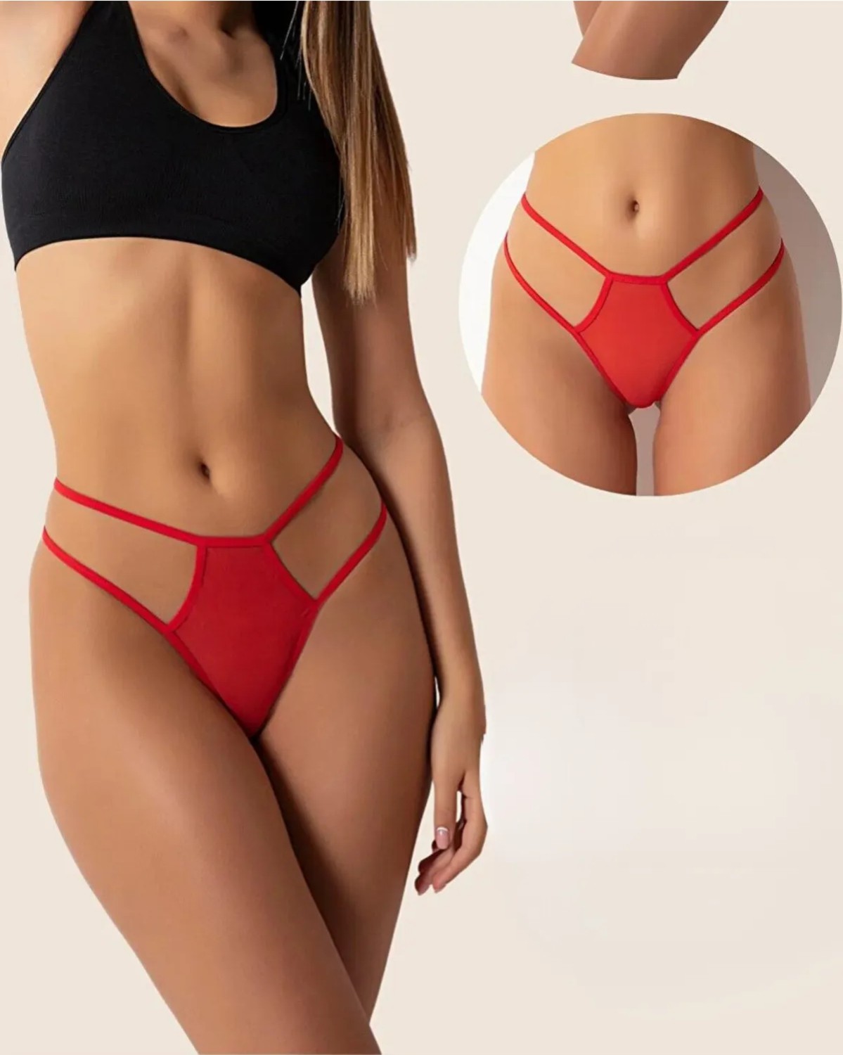 bebekokusu Tegan Büyük Beden Fantazi Kırmızı Seksi Tül Kadın String - Fantezi Tanga TG270037-B