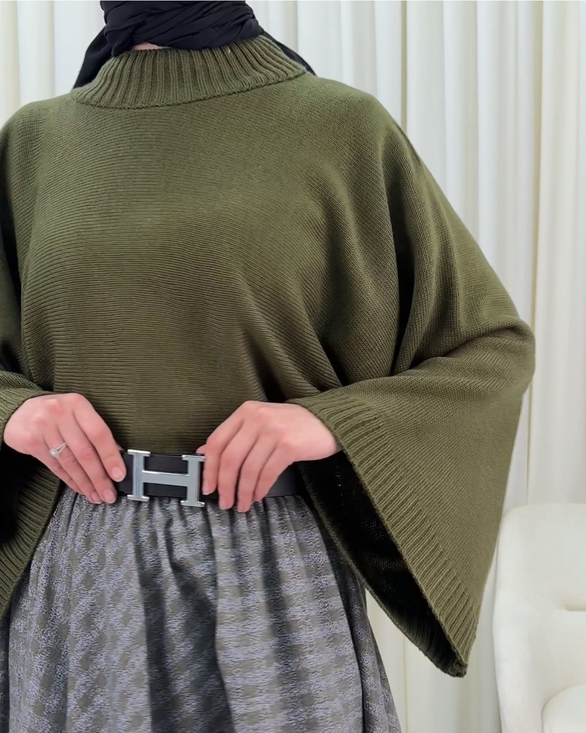 Moda Morfo Yarım Boğaz Krop Triko Kazak -İndigo görsel 4