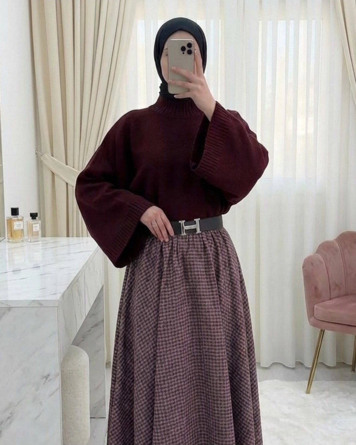 Moda Morfo Yarım Boğaz Krop Triko Kazak -İndigo