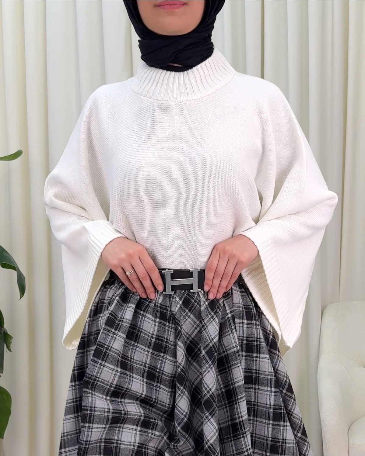 Moda Morfo Yarım Boğaz Krop Triko Kazak -Siyah görsel 8
