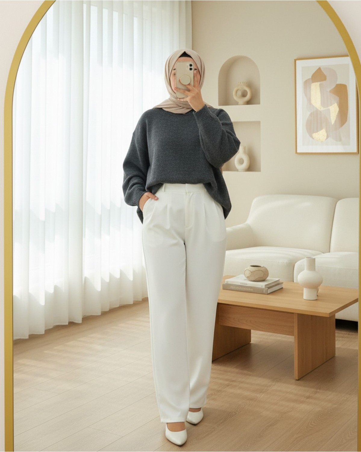 Moda Morfo Yuvarlak Yaka Salaş Triko Kazak -Laci