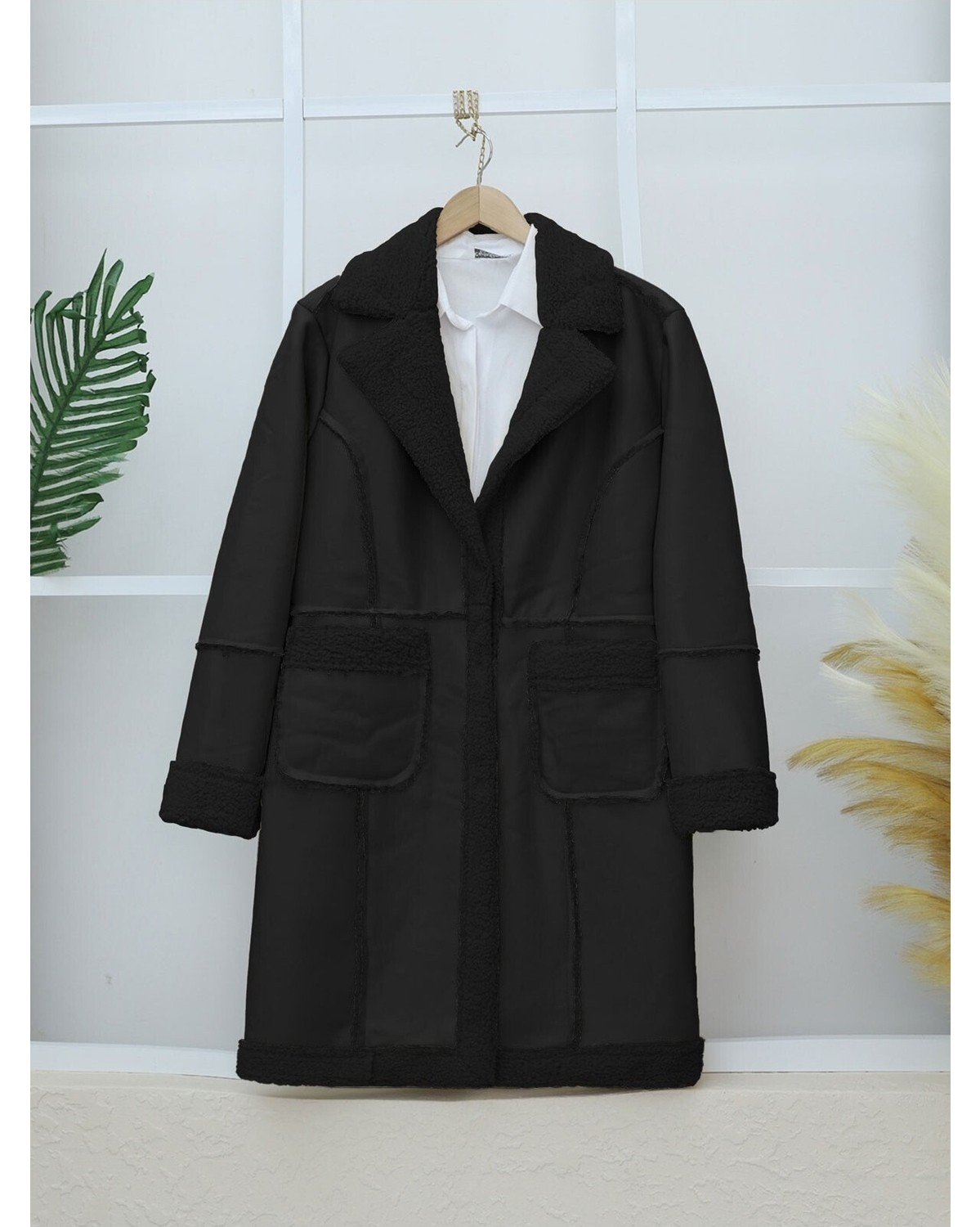 Moda Morfo İçi Peluşlu Çıtçıtlı Cepli Deri Mont -Vizon görsel 2
