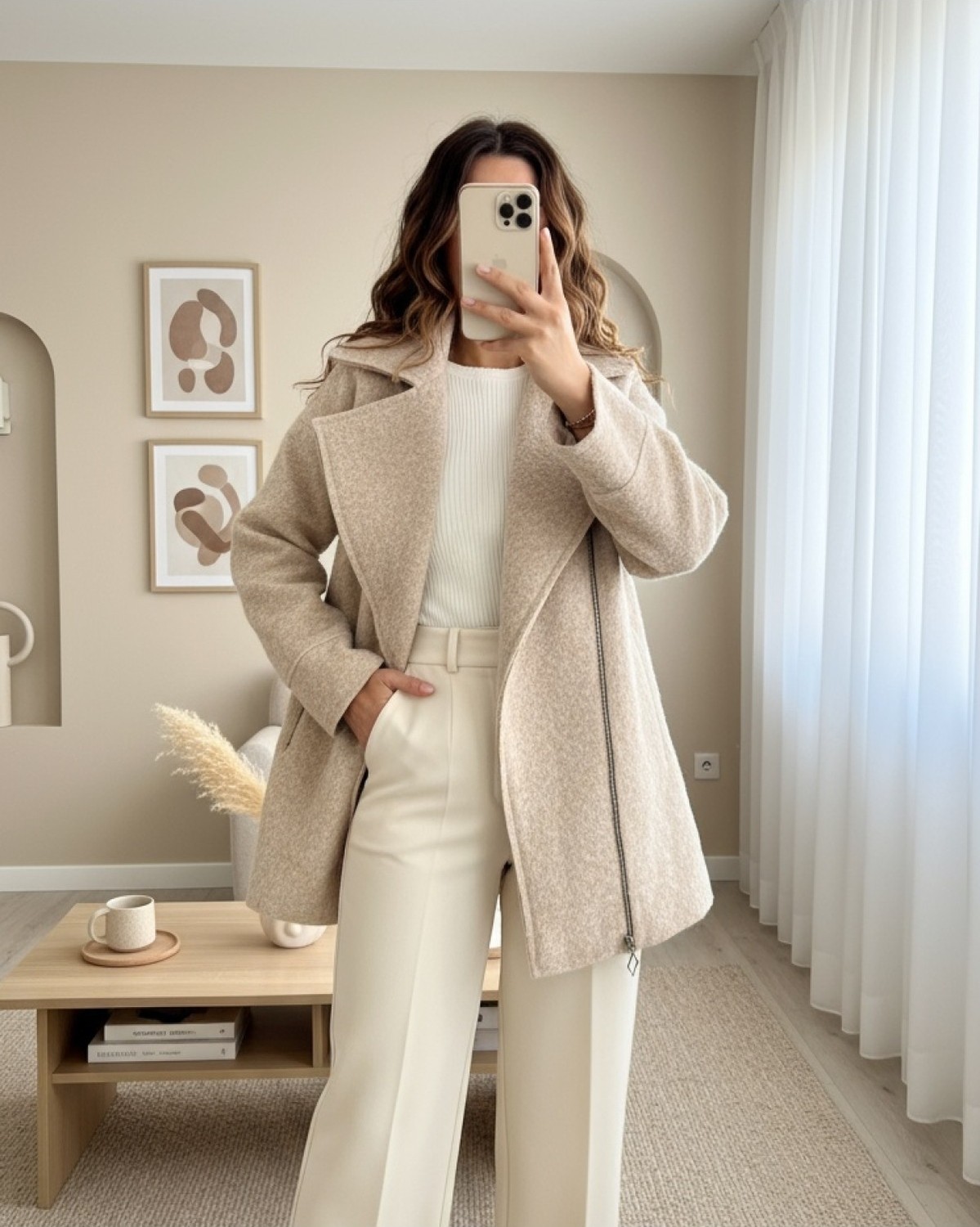 Moda Morfo Önü Ve Cebi Fermuarlı Astarlı Buklet Ceket -Bej