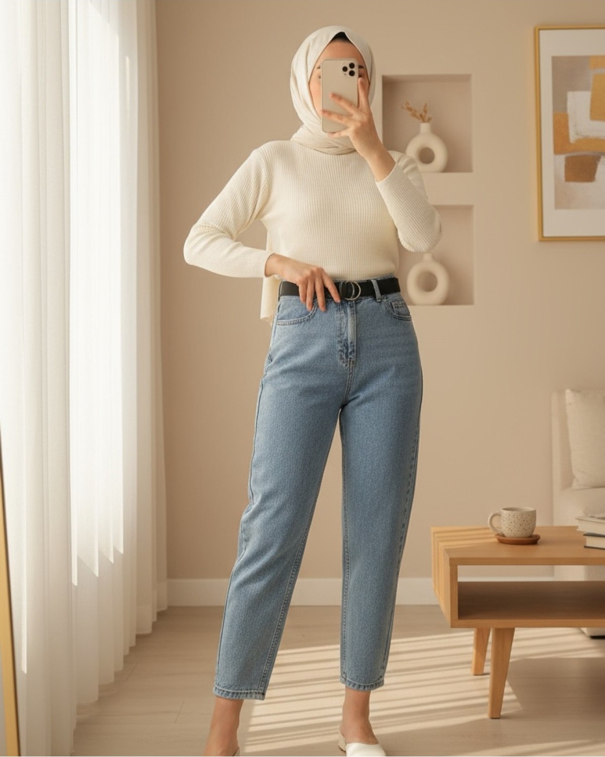 Moda Morfo Metal Tokalı Kemerli Çıt Çıt Detaylı Kot Pantolon -Gri görsel 8