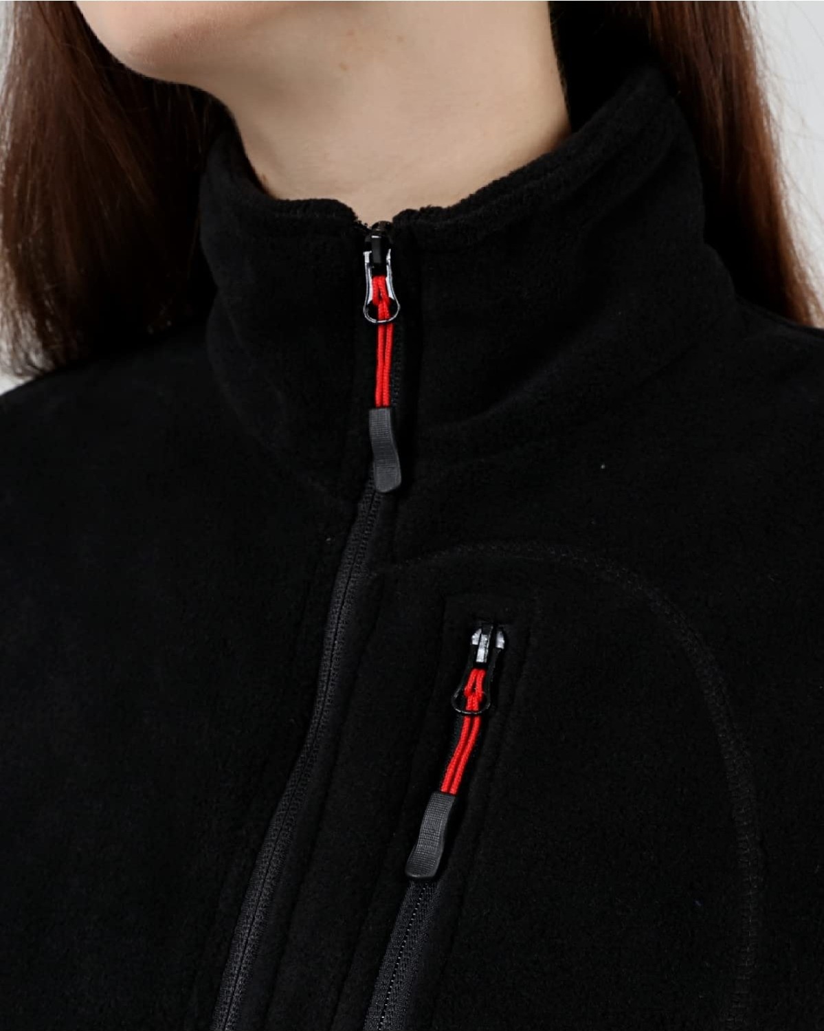 Die Grup Genıus Store Kadın Polar Tam Fermuarlı Outdoor 3 Cepli Spor Polar Ceket (Siyah/xxl) görsel 4