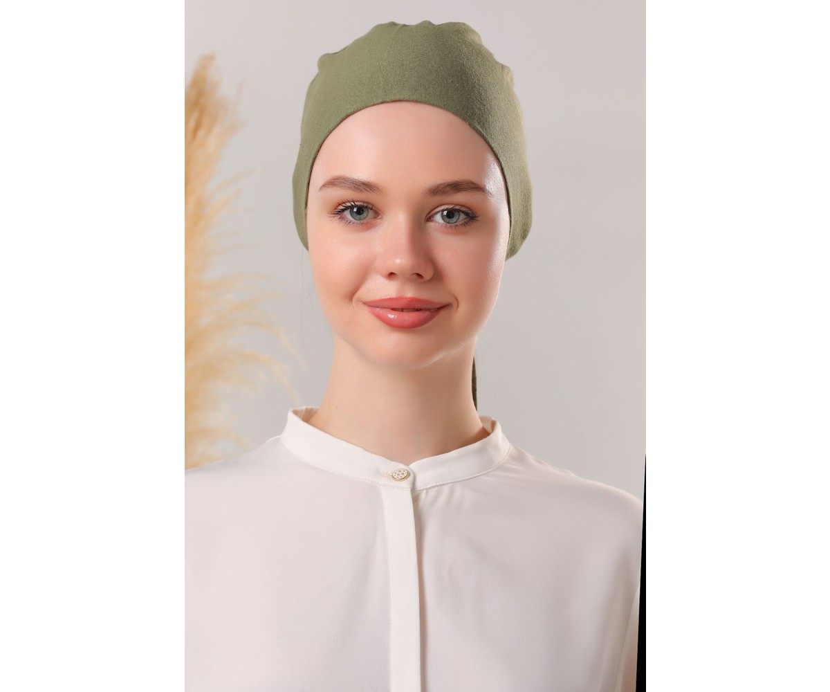 Melodi Scarf Kadın Tesettür Dikişsiz Set Bone Siyah Beyaz Ekru Lacivert Bej 5 Adet Bağlamalı Penye Bone görsel 7