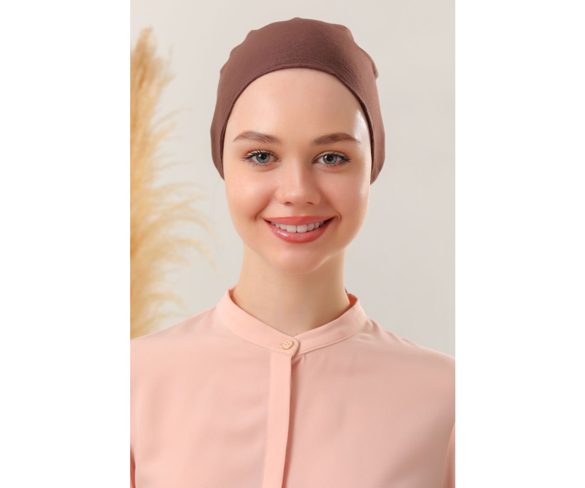Melodi Scarf Kadın Tesettür Dikişsiz Set Bone Siyah Beyaz Ekru Lacivert Bej 5 Adet Bağlamalı Penye Bone görsel 2