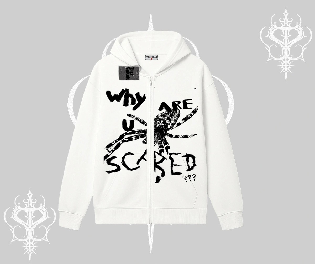 Tarzsokak Beyaz Hırka Sweatshirt Why Are U Scared