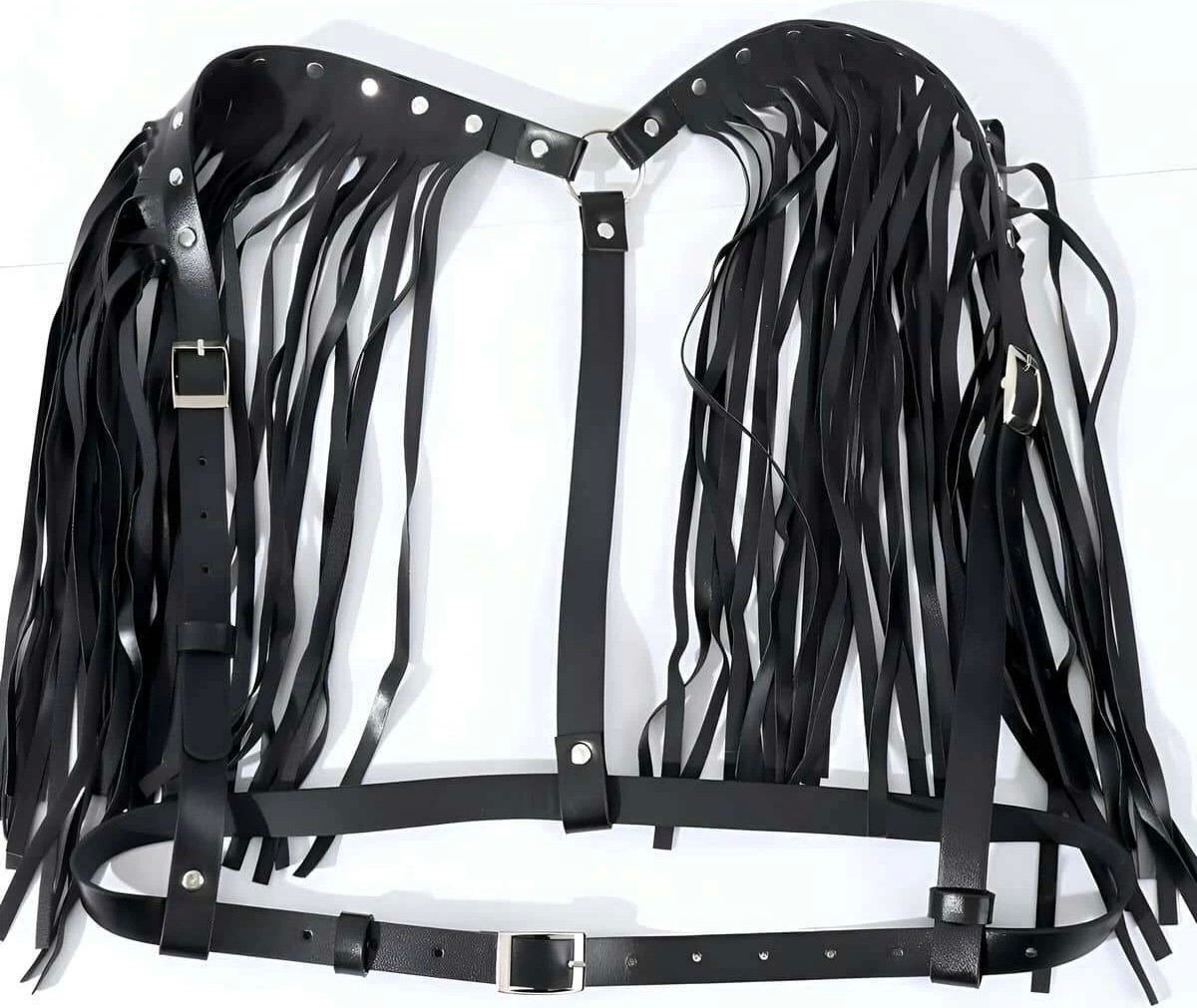 GiyimCity Omuzdan Püsküllü Şık Deri Bel Kemeri Harness görsel 3