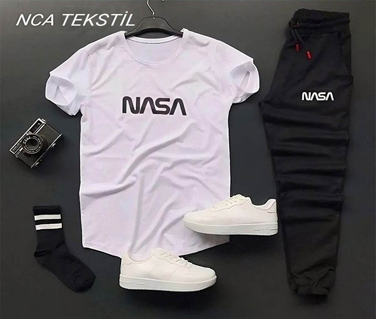 Yoho Sport Nasa Baskılı Original Ünisex Yazlık T-Shirt ve Eşofman Altı 2 Li Set Combin Takım