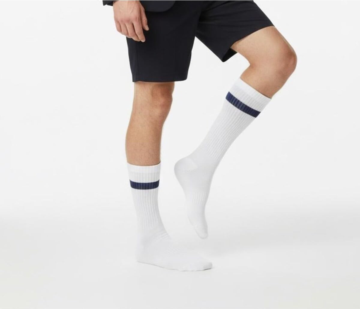 Aesco Plus Scorpion Unisex Beyaz Tenis Çorabı | Çizgili, Pamuklu Uzun Spor Çorabı - Beyaz 40-44 görsel 3