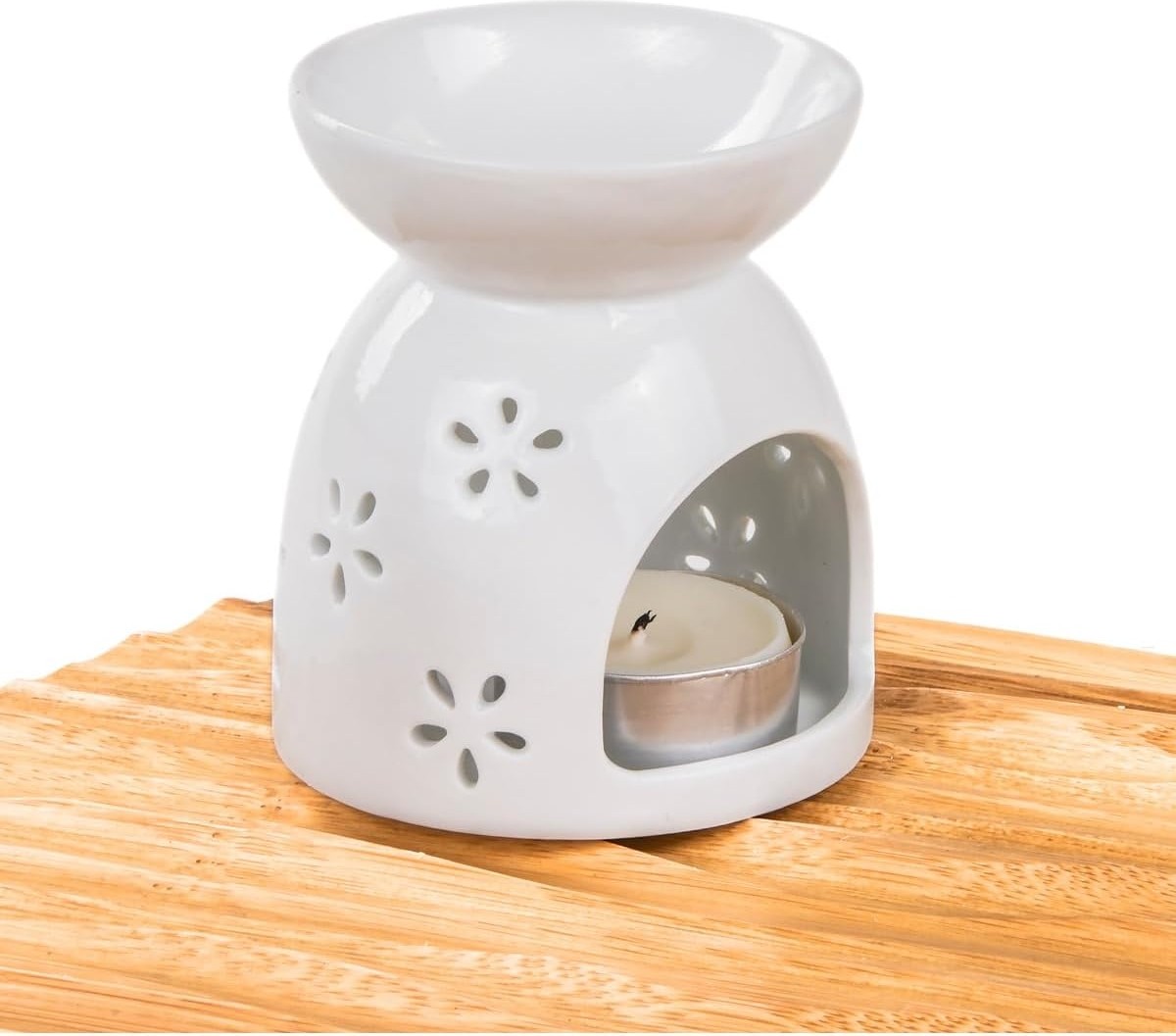 Özkaya Store Mukko Home Love Yazılı Kalpli Beyaz Porselen Buhurdanlık - Aromaterapi ve Dekoratif Mumluk,beyaz görsel 2