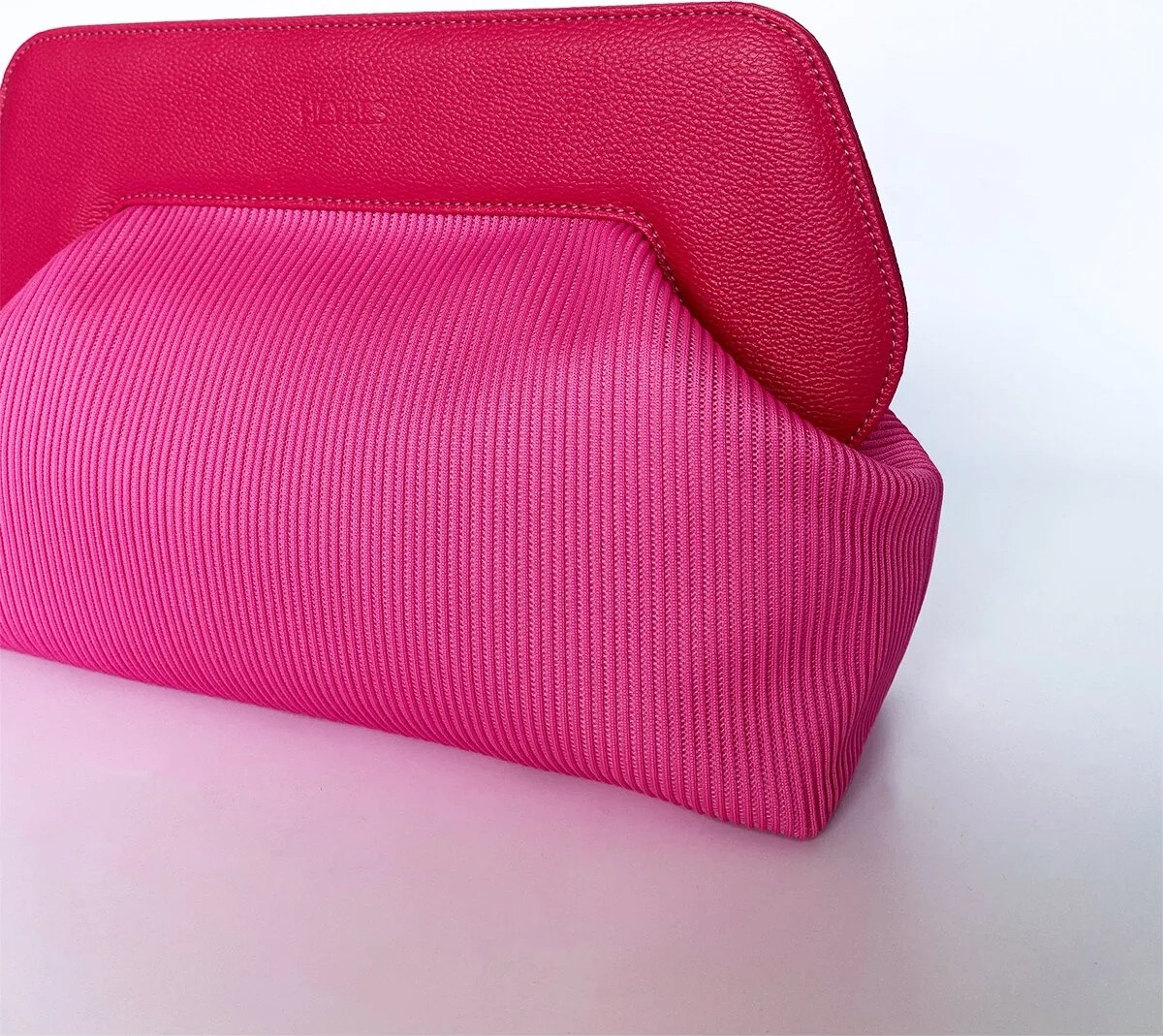 Heybes Kadın Pembe Fitilli Geniş Clutch El Çantası görsel 3