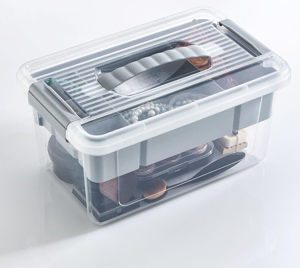 OEM Bölmeli ve Katlı Plastik Organizer Makyaj Düzenleyici, Kilitli Takım Sandığı Organizer Kutu, Taşıma Kulplu Çok Amaçlı Düzenleyici, Katlı Saklama Kutusu (9 Litre) görsel 2