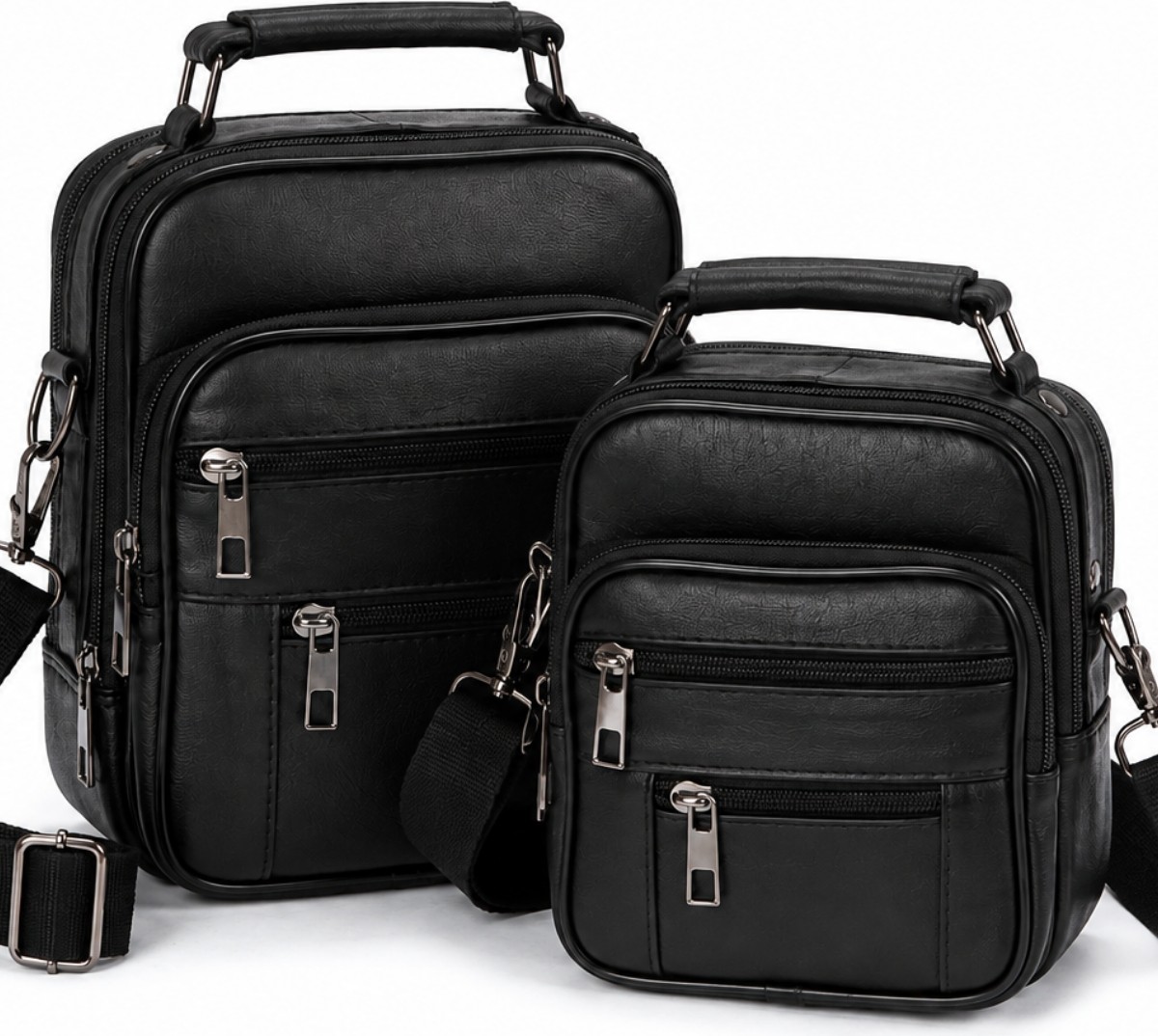 Sannora Bags Erkek Siyah Çelik Kasalı Hakiki Deri El ve Omuz Çantası Ayarlanabilir Askılı (Orta Boy ve Küçük Boy)