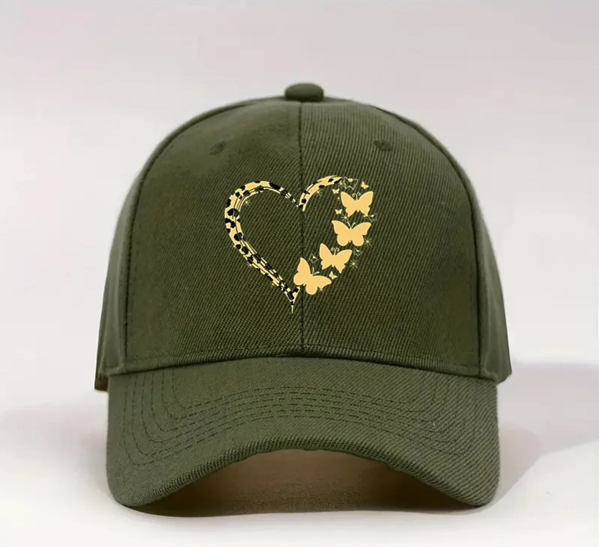 L'eivor Leopar Kalp Baskılı Kadın Çıt Çıtlı Şapka görsel 3