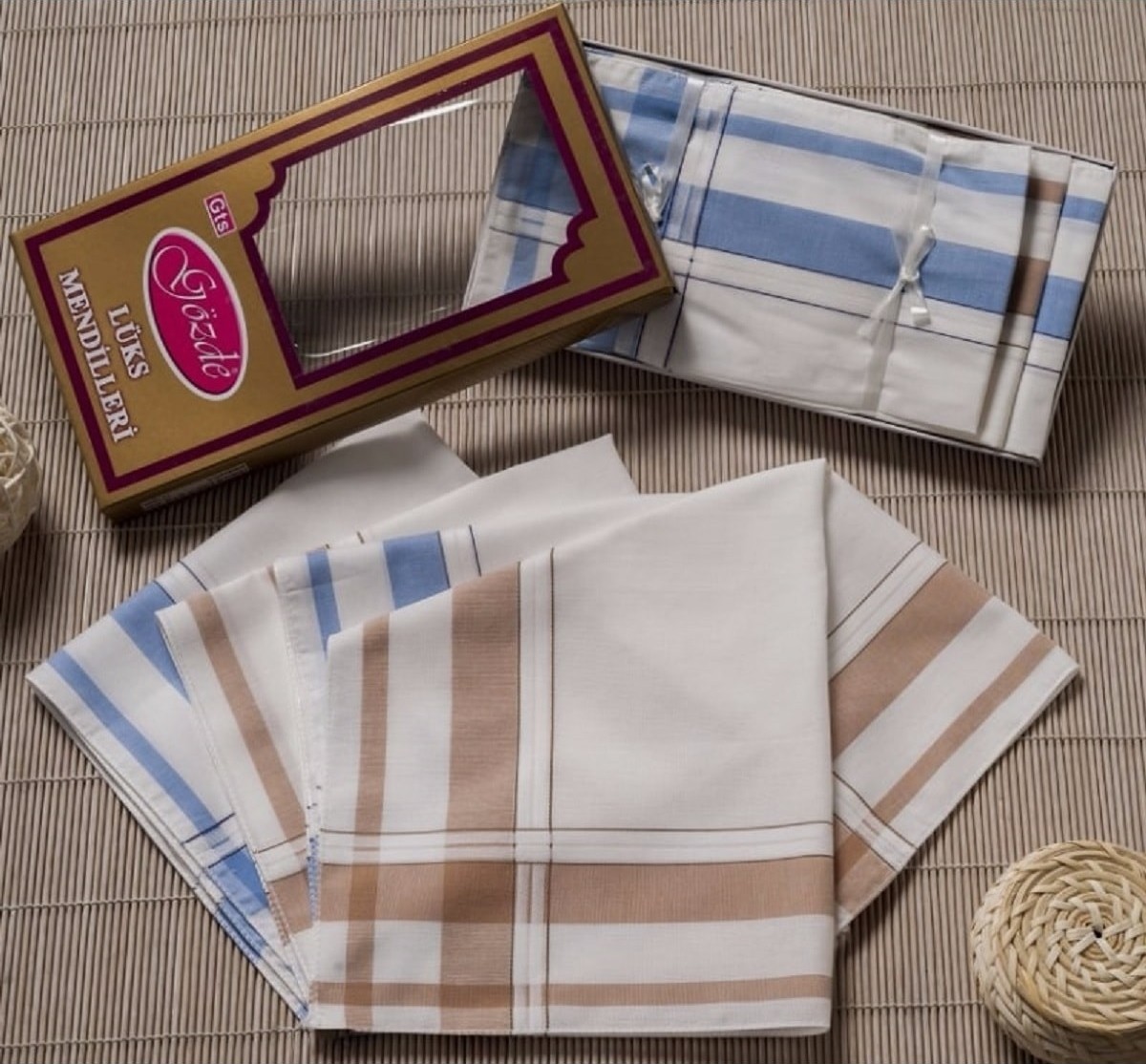 Empressco Sarı Kutulu 46X46 cm 12 Adet Kumaş Mendil-Gsk 07