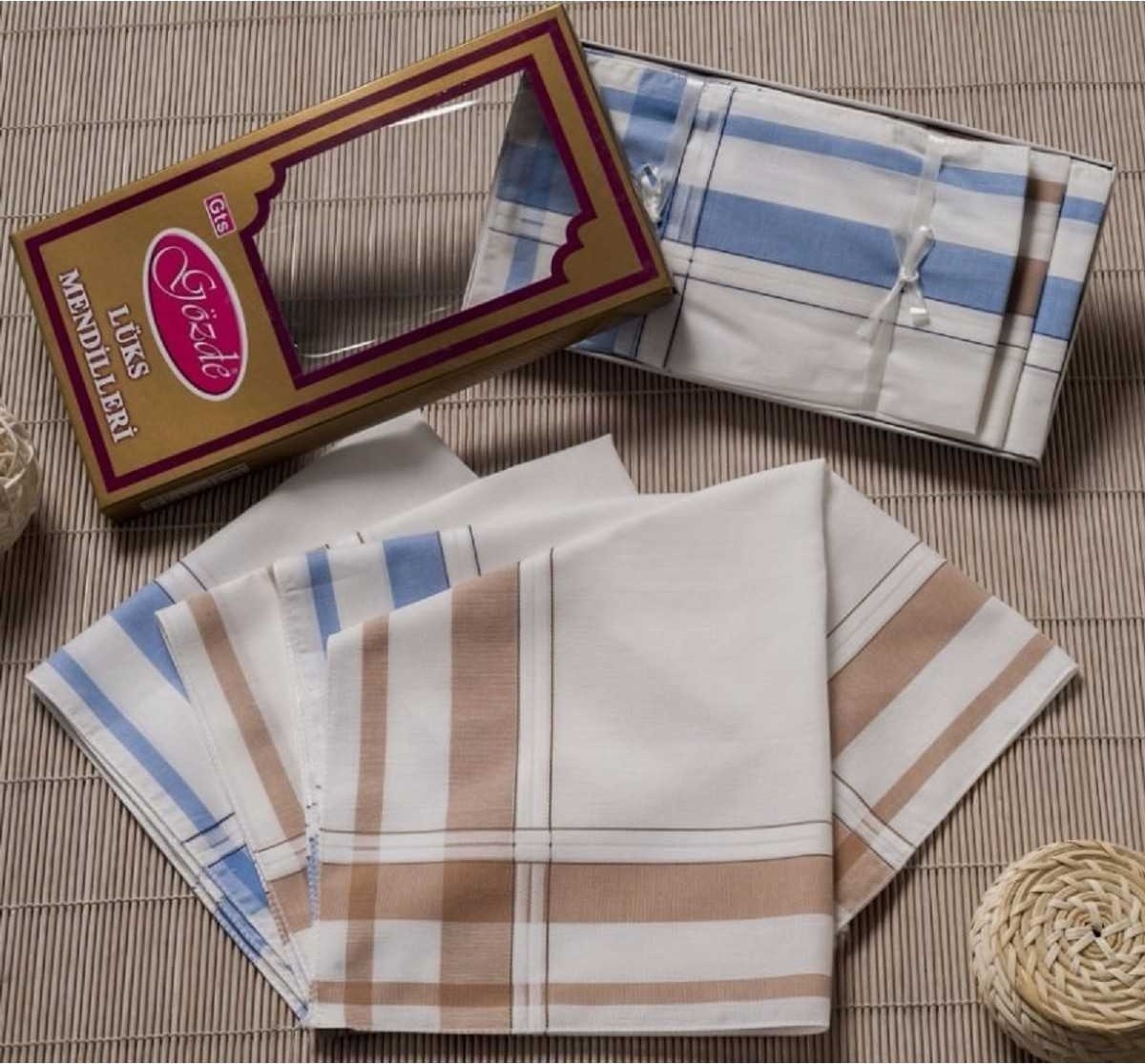 Mira Home Sarı Kutulu 46X46 cm 12 Adet Kumaş Mendil-Gsk 07