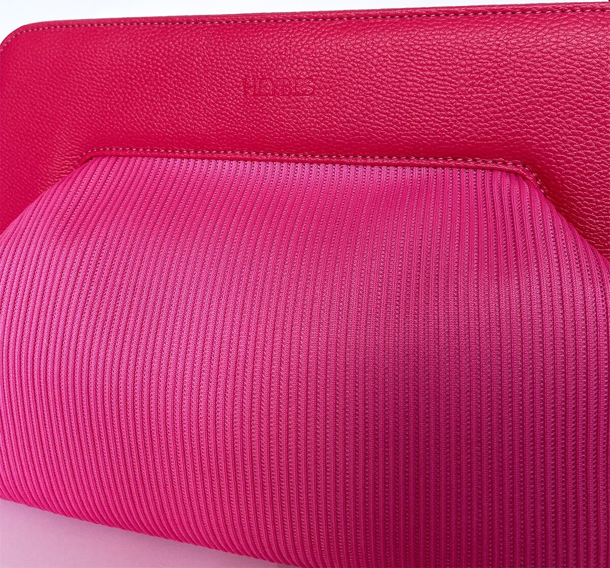 Heybes Kadın Pembe Fitilli Geniş Clutch El Çantası görsel 2