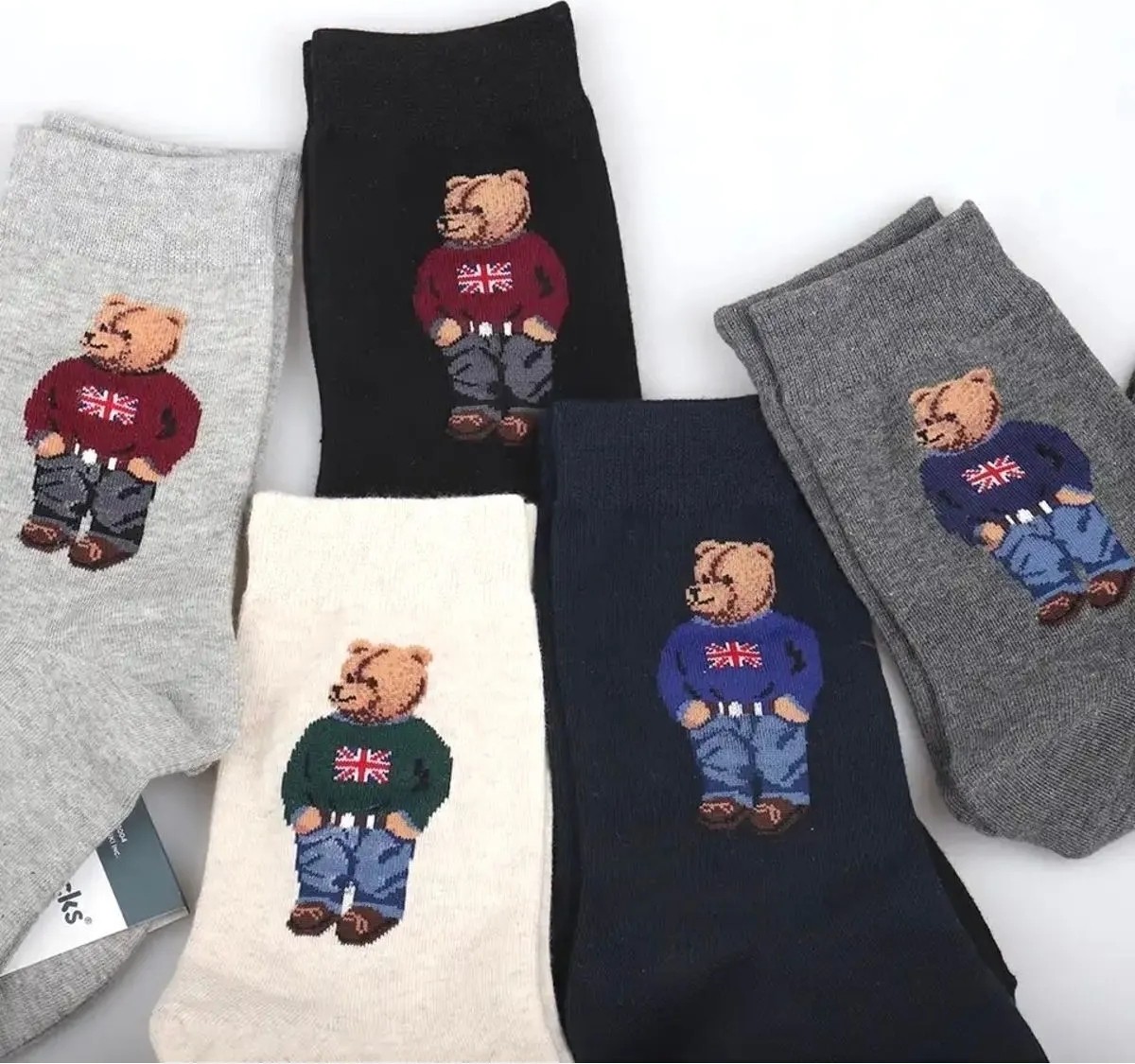 Çorap Kurdu 5’li Teddy Bear Desenli Renkli Soket Çorap Set görsel 5