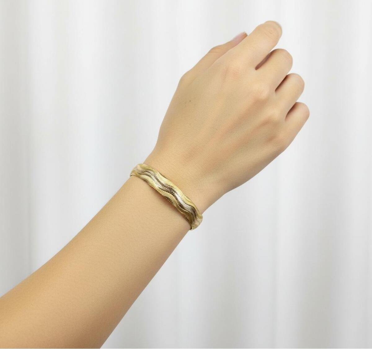 Kuyumcu Nurettin  10 gr (Gram) Dalgalı Su Yolu Desenli Şarnel Bilezik 22 Ayar Altın Yatırımlık Işçiliksiz