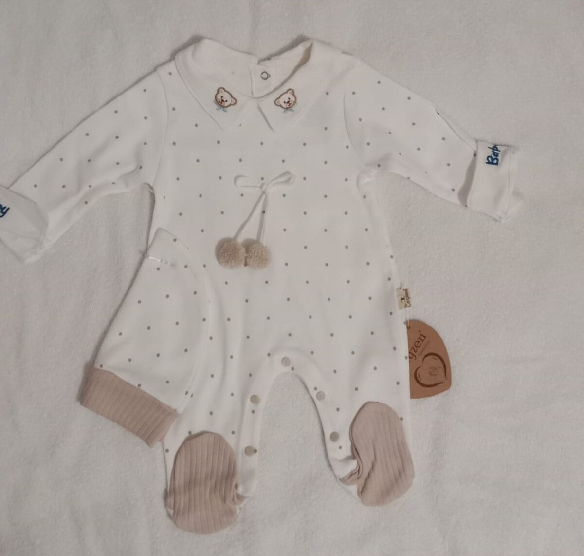 My Baby Kumsal CAYZEN Erkek Bebek Şapkalı Tulum 2li Set 3 - 6 ay 1097 görsel 2
