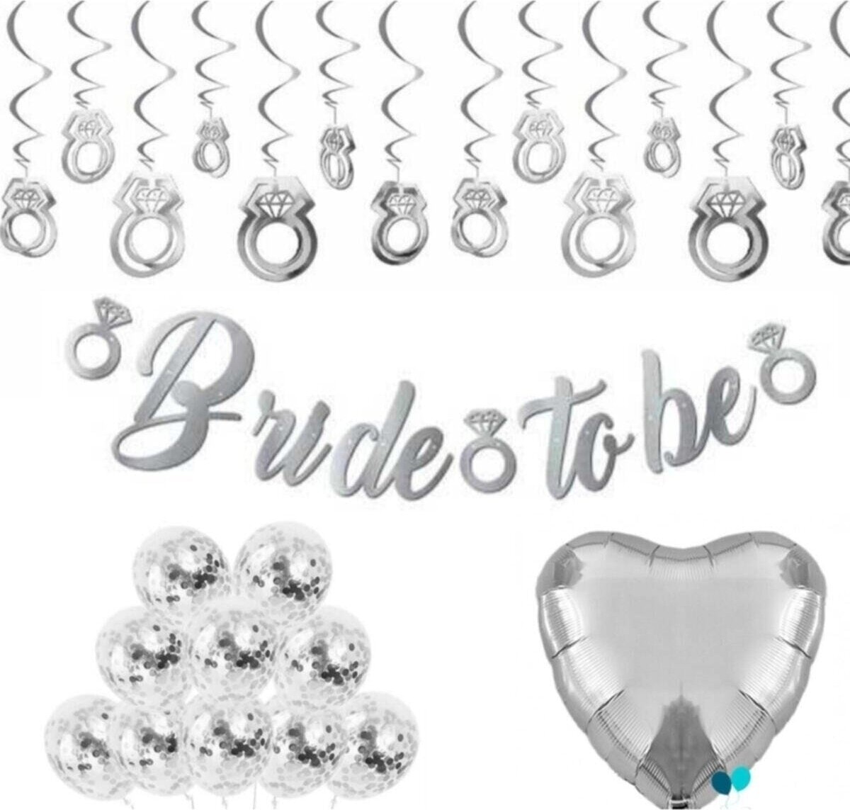 Feyza Design Gümüş Renk Bride To Be Kaligrafi Yazılı Folyo Balon