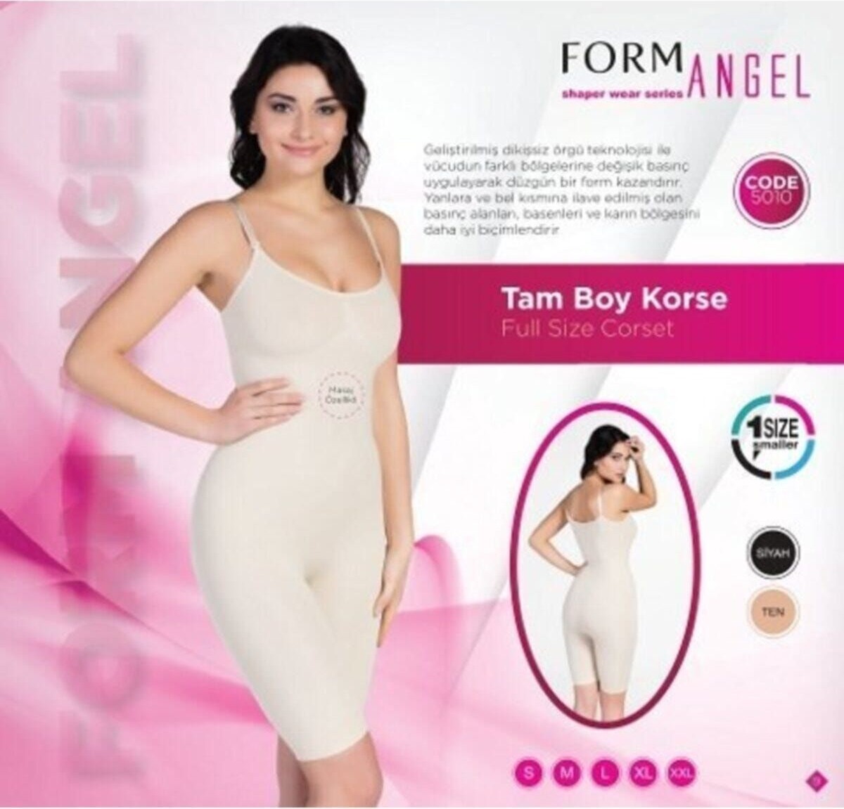 Form Angel Ip Askı Tam Boy Korse Siyah