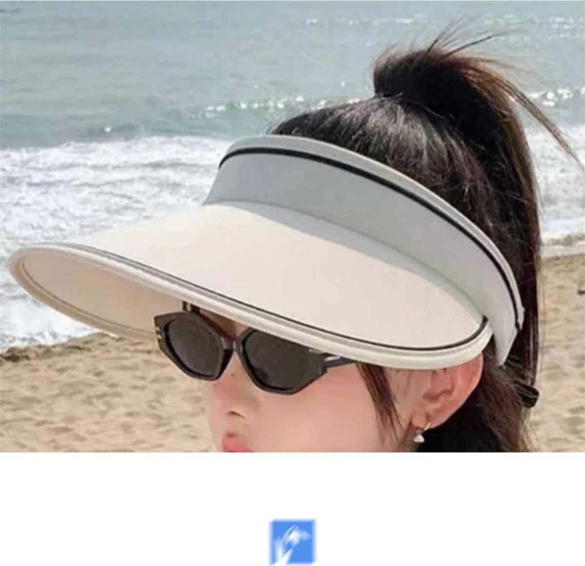 Kardelen Butik Denizli Uv Korumalı Katlanabilir Koruyucu Güneş Şapkası Kirli Beyaz görsel 5